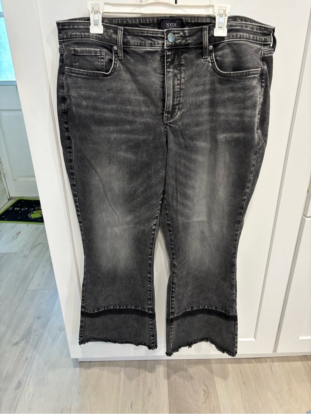 NYDJ Black Washed Straight Leg Jeans